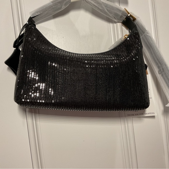 MCM Aren Hobo In Sequin Black Lamb Leather NWT - Picture 10 of 13